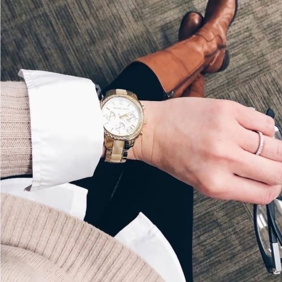 Michael Kors MK6597 Ritz Gold Stainless Steel Dial Chronograph Women's Watch. - Picture 4 of 4